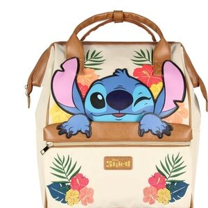 Bioworld EXCLUSIVE Disney Lilo And Stitch Backpack Character Embroidered Floral